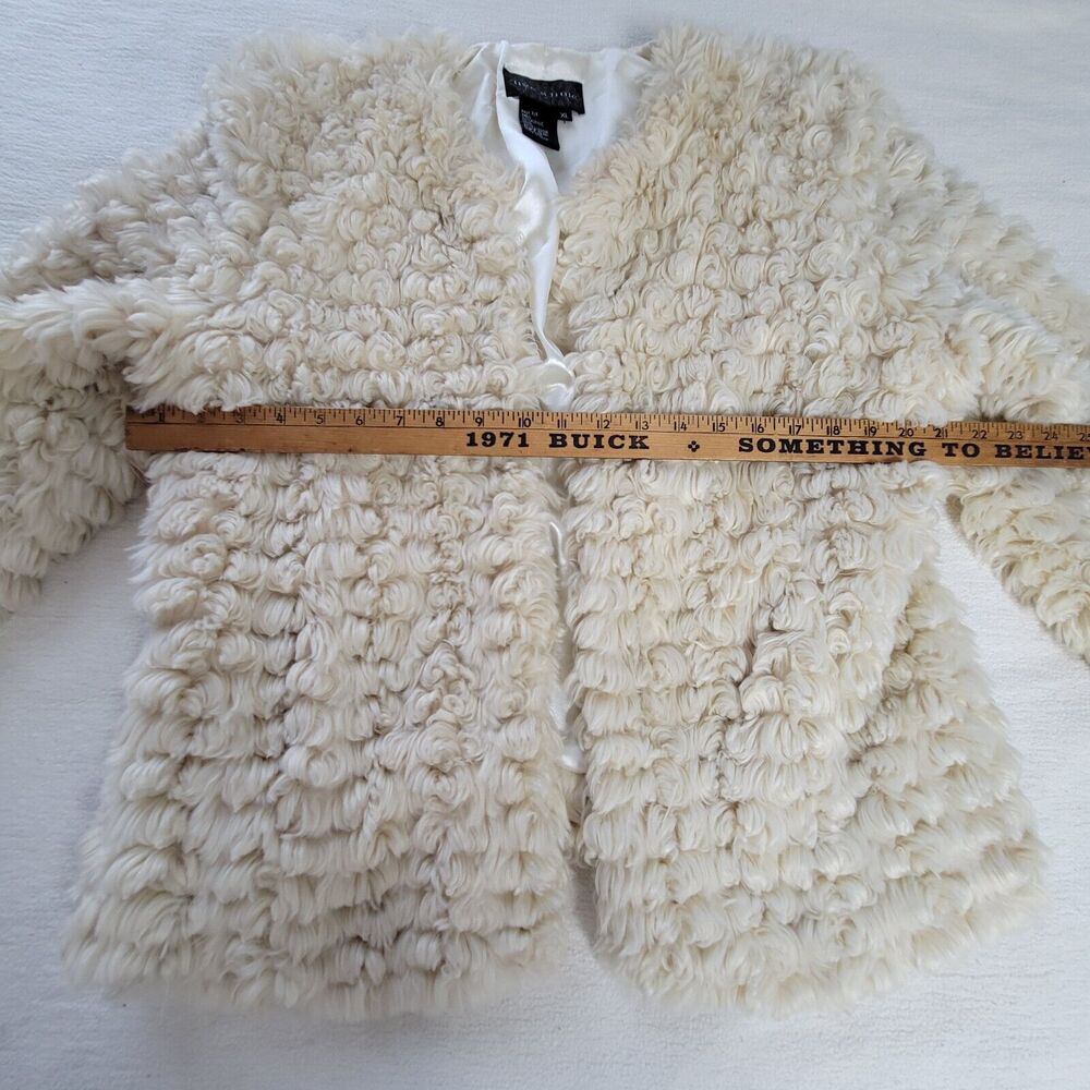 Live a Little Top Coat Jacket Womens Size Large Faux Fur Cream/White Size XL - Picture 9 of 16